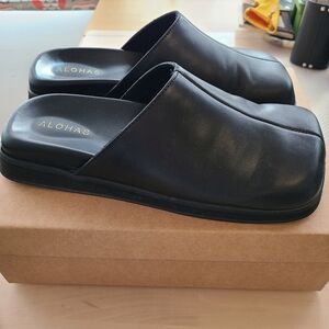 Alohas Whiz Black Leather Clog 8.5 39